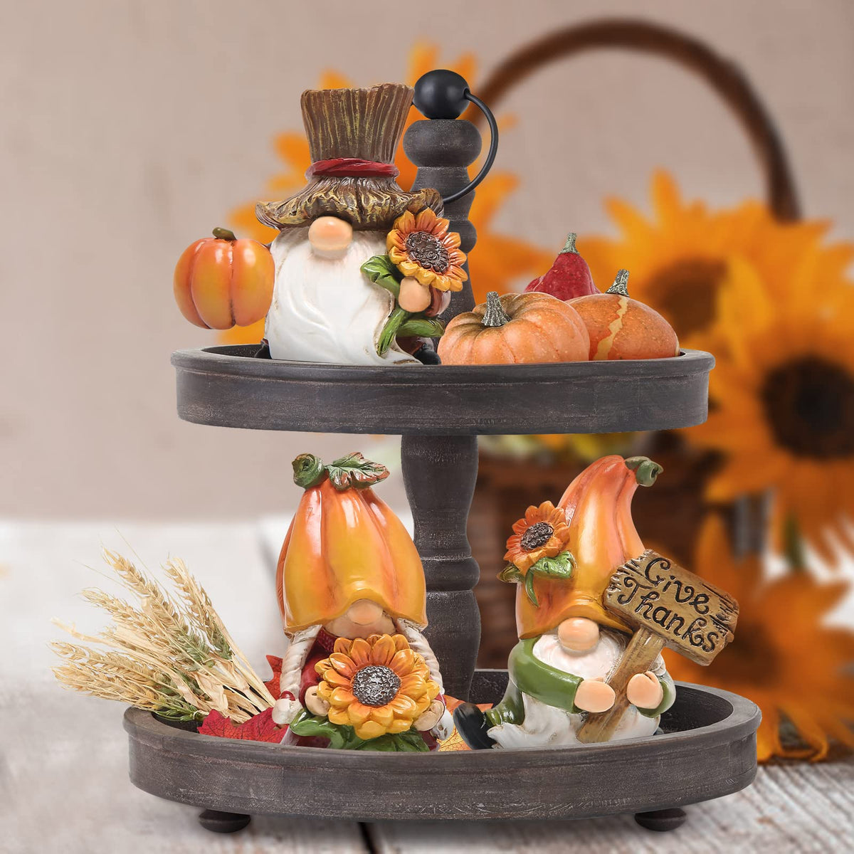 Hodao 3pcs Fall Thanksgiving Pumpkin Gnomes Decorations Handmade Swedish Tomte Elf for Fall Decor Gift - Thanksgiving Party Home Gnomes Decor - Autumn Gifts