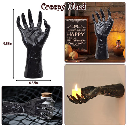 Halloween Decorations Indoor Gothic Decor: Pack of 3 Wall Mounted Creepy Reaching Hands with Lighted Candles for Gothic Wall Decorations