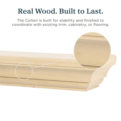 MANTELSDIRECT 60 Inch Floating Fireplace Mantel Wood Shelf in Unfinished - Colton from Mantels Direct | Wooden Rustic Wall Shelf Perfect for Décor and Electric Fireplaces