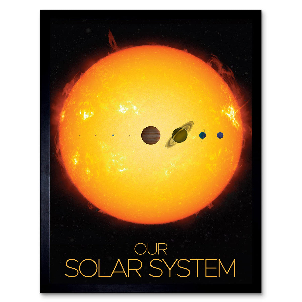 Artery8 NASA Our Solar System Planets and Sun Size Comparison Art Print Framed Poster Wall Decor 12x16 inch