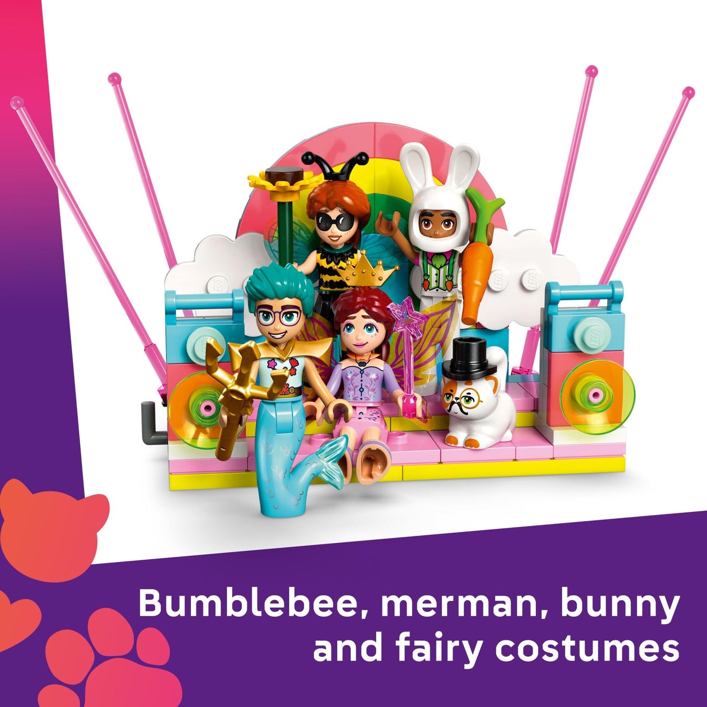 LEGO Friends Costume Party with Unicorn & Fairy Pretend Play Building Toy - Interactive Storytelling Playset with Cat and Unicorn Toys - Creative Birthday Gift Idea for Girls & Boys, 6+ - 42661