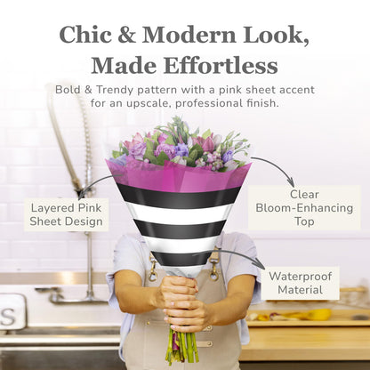 the florist Supply Glamour Sleeves 20 Pack 17.3 x 4.9 x 17.1 Inch Waterproof Flower Bouquet Sleeves, Flower Bouquet Bags, Plastic Floral Sleeves, Gift-Ready for Wedding, Birthday, Multicolor