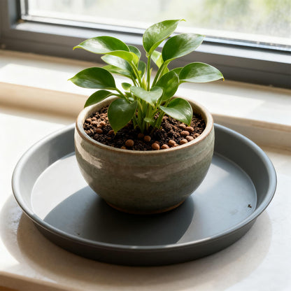 TITE Plant Saucer Heavy Large Planter Durable Thicker Plastic Plant Trays for Indoors and Outdoor,Plant Saucer Drip Trays (Grey, 12 inch)