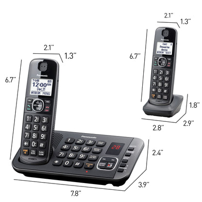 Panasonic DECT 6.0 Expandable System, Cordless Phones With Answering Machine and Call Blocking - 5 Cordless Phones 5 Handsets - KX-TGE645M (Metallic Black)