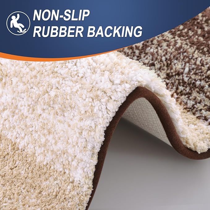 OLANLY Bathroom Runner Rugs Mat 47x20, Extra Soft Absorbent Microfiber Bath Rugs, Rubber Backing, Quick Dry, Washable Long Bath Mats for Bathroom Floor, Tub and Shower, Home Decor Accessories, Brown