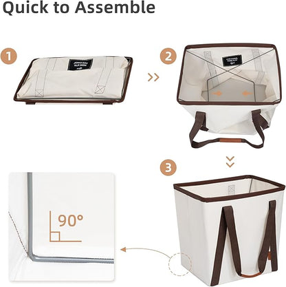 STORAGE MANIAC Collapsible Laundry Caddy, 128L Large Collapsible Laundry Basket