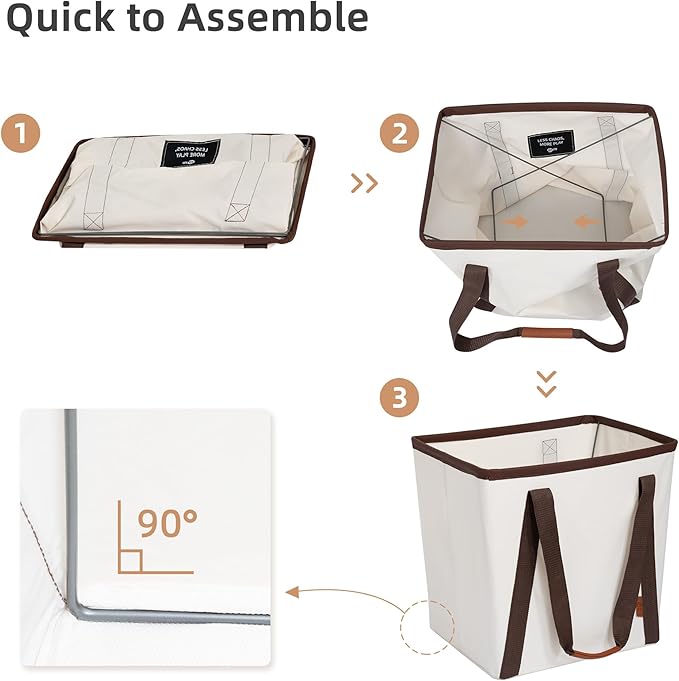 STORAGE MANIAC Collapsible Laundry Caddy, 64L Large Collapsible Laundry Basket
