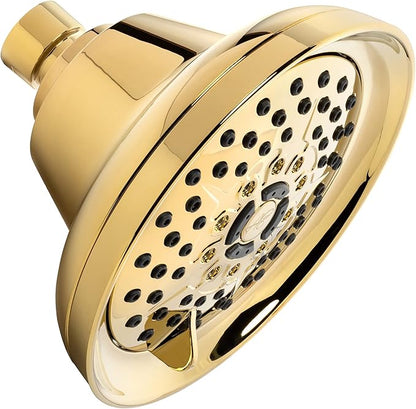 Aqua Elegante Massage Shower Head With Mist - High Pressure Boosting, Adjustable Massaging Rainfall Showerhead For Low Flow Showers With Water Saving Nozzles - 1.8 GPM - Polished Brass