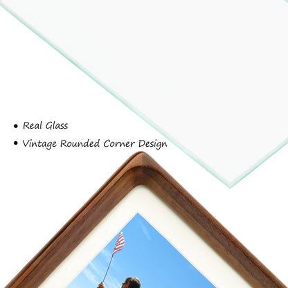 XKIILH 11x14 Picture Frames Walnut Solid Wood with Real Glass Vertical Horizontal Standing Display Photos 5x7/8x10 with Mat or 11x14 Without Mat Lovely Gift for Desk Tabletop Wall Mount H14