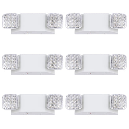 GRUENLICH LED Commercial Emergency Light with Dual Head and Backup Battery, US Standard, AC 120-277V, Hardwired Emergency Light Fixtures for Business Office Power Outages, 6-Pack