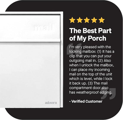 Adoorn Lockable Wall Mount Mailboxes for Outside - Large Anti-Theft Locking Mailbox for Letters - Weatherproof Construction - Durable Steel - 18.5" H x 15" L x 7.5" D - White