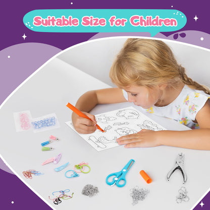 195 Pcs Shrink Plastic Kit with 39 Pre-Cut Patterns,3 Blank Shrink Plastic Sheets,Punch,Scissors,Keychains Lanyards,Tassels,Keychain Making Kit,Shrinky Art Charms,Shrinking Paper Craft Kits DIY Gifts