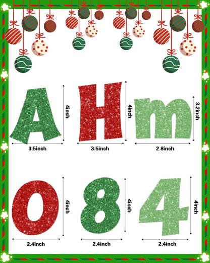 237 Pcs Christmas Glitter Bulletin Board Letters Decorations, Numbers and Punctuation 4 Inch, Alphabet Cut Out Cardboard Letters for Poster Bulletin Board Accessories for Display Decorating Supplies