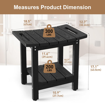 oridom HIPS Shower Benches for Inside Shower, Shower Stool with Space-Efficient Storage Shelf, Waterproof Shower Chair Seat for Spa Bathroom(Black)