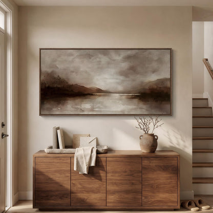 Large Framed Rustic Canvas Wall Art for Living Room, Brown Modern Abstract Landscape Prints Paintings Artwork for Walls, Horizontal Nature Pictures Wall Decor for Bedroom, Office, Farmhouse 30x60 In