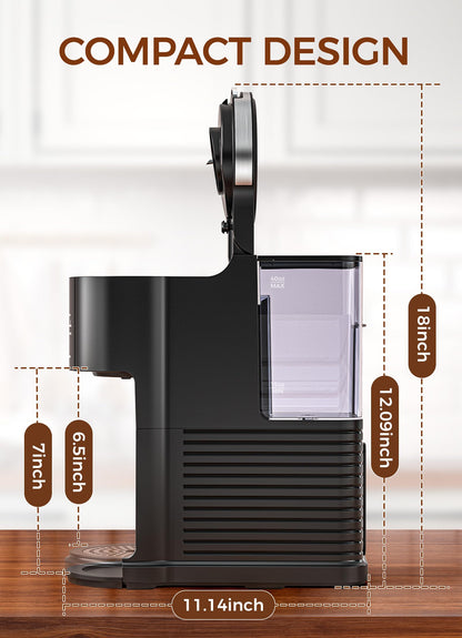 COWSAR Commercial Single Serve Coffee Maker, K Cup Coffee Brewer for Capsule and Ground Coffee, Capsule Coffee Machine with 40 Oz Water Tank, Instant-Heat, 5 Brew Sizes Up To 14 Oz, Classic Black