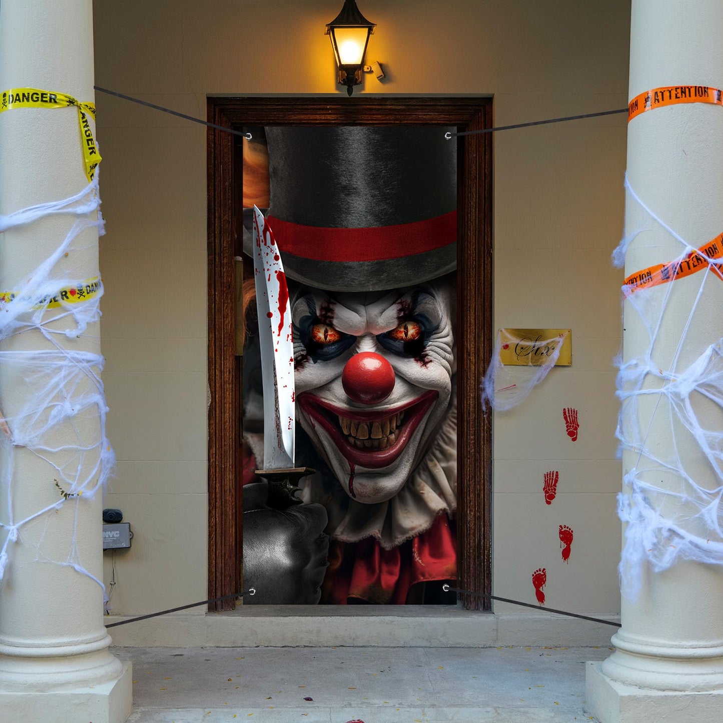 HunnmingRe Clown Door Cover Decoration Carnival Clown Decorations 70 x 35 Inch Scary Circus Backdrop Hanging Halloween Door Banner for Party Decoration(Killer Clown)