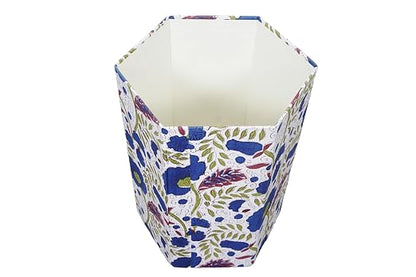 Generic 3.3 Gallon Cotton Hand Block Printed Paper Waste Basket |Small Decorative Trash Can for Housewarming Gifts in Living Room, Bedroom, Bathroom | Eco-Friendly, Plastic-Free (1, WHITE BLUE GREEN)