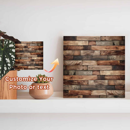 Wood Box Sign Desk Decor Farm Brown Wooden Plank Square Boxes Sign, Retro Country Wood Grain Wooden Block Box Sign Decoration for Home Wall Tabletop Shelf Office Decor,6x6IN