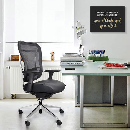 WOWGOOMO Entrepreneur Motivational Canvas Wall Art Inspirational Quotes Wall Art Control Your Attitude and Effert Canvas Print Framed for Home Office Workplace Classroom Bedroom Wall Decor 12"x16"