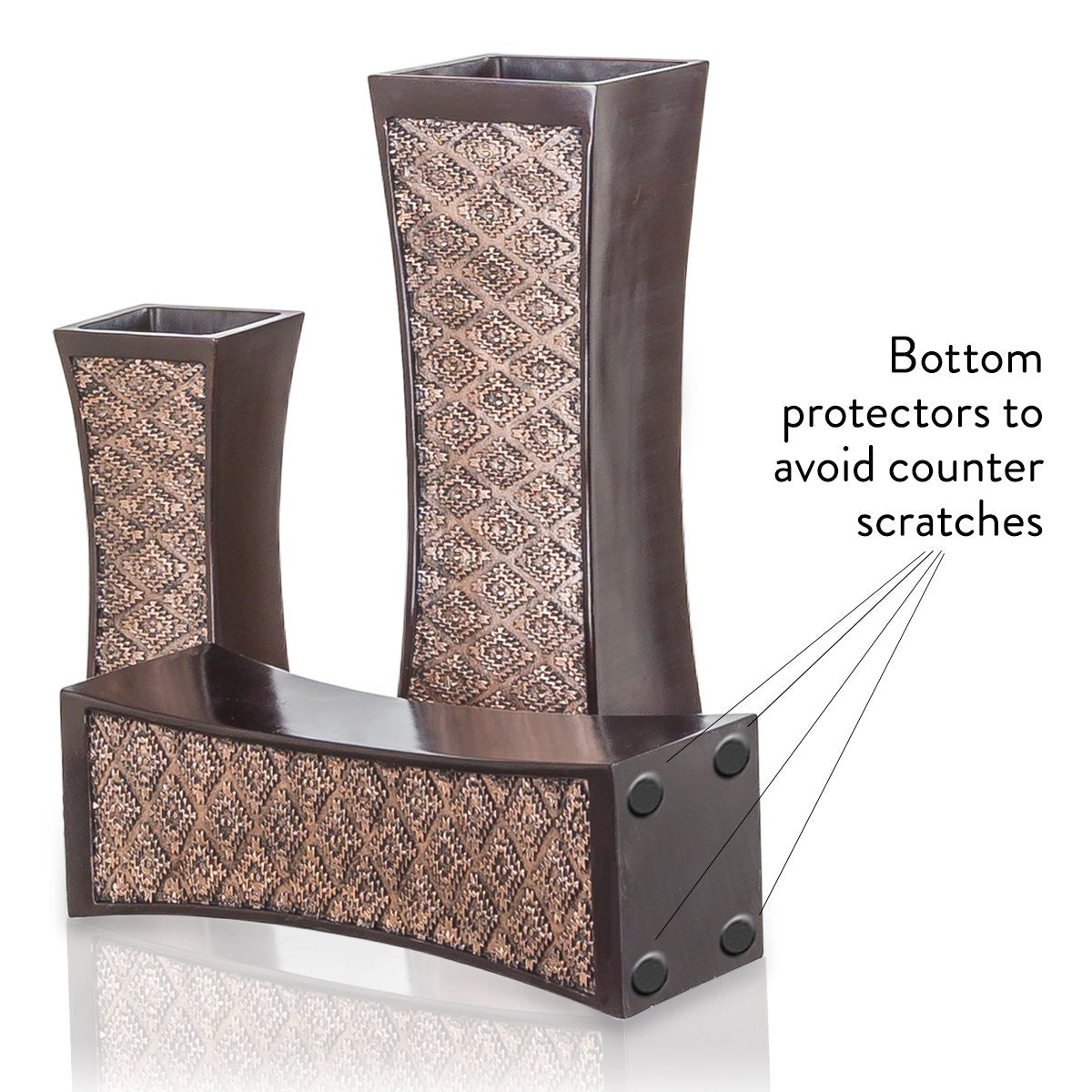 Creative Scents Dublin Brown Vases for Decor Centerpieces - Set of 3 Flower Vases Ideal Home Decor, Dining and Living Room Table Centerpiece, Table Decor, Bookshelf, Mantle and Entryway, Gift Boxed