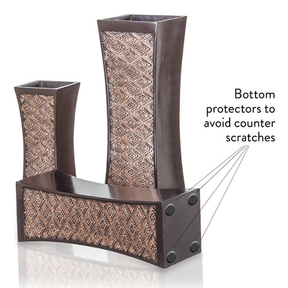 Creative Scents Dublin Brown Vases for Decor Centerpieces - Set of 3 Flower Vases Ideal Home Decor, Dining and Living Room Table Centerpiece, Table Decor, Bookshelf, Mantle and Entryway, Gift Boxed