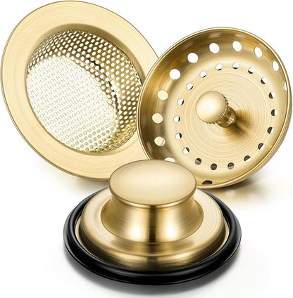 Mudder 3 Pcs Kitchen Sink Drain Strainer and Stopper Stainless Steel Garbage