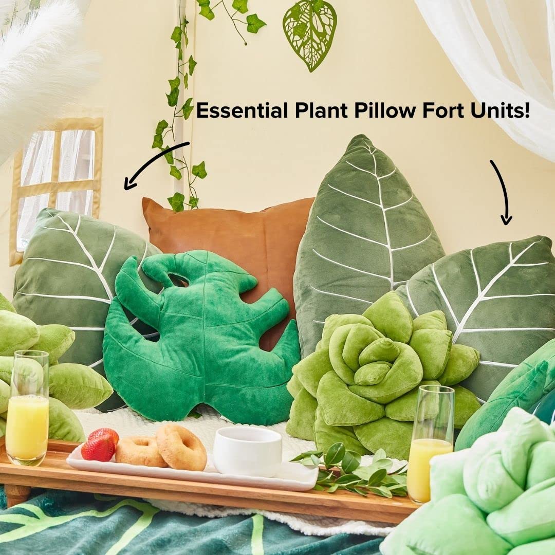 Green Philosophy Co. Monstera Leaf Pillow - Mossy Earth - Large Soft Plant-Shaped Plush Cushion for Couch, Bed, or Reading Nook - Cute & Unique Nature-Inspired Decor Super Soft & Cuddly Throw Pillow