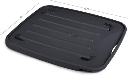 Masirs Pop-Up Collapsible Dish Drying Rack: Convenient Storage, Drains into Sink, Eight Large Plate Capacity, Sectional Cutlery and Utensil Compartment. Compact and Portable Design.