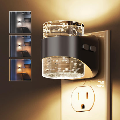 L LOHAS LED Night Light, Bubble Night Lights Plug into Wall,2 Pack 3000K/4000k/5000K Adjustable Color Temperature Night Light,Dimmable Nightlights with Dusk to Dawn Sensor for Rooms Bathroom Hallway