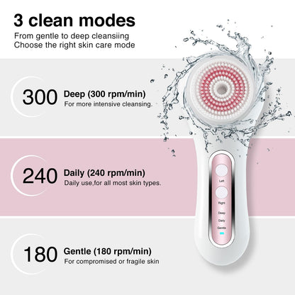 Face Scrubber Exfoliator,Facial Cleansing Brush Rechargeable IPX7 Waterproof with 5 Brush Heads,Electric Face Spin Brush for Exfoliating, Massaging and Deep Cleansing
