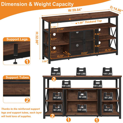 BON AUGURE Tall TV Stand for TVs up to 65 Inch, Hall Tree with Shoe Storage, 5-in-1 Reversible Entryway Bench, Media Console for Living Room and Bedroom