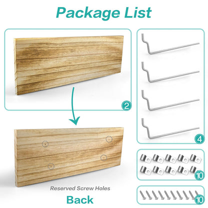 Pegboard Shelves, 16" x 6" Large Peg Board Racks 2Pack Wall Organizer Shelf, 1/4 inch Heavy Duty Metal Brackets Fit All Pegboards, Wood Slats, Craft Garage Workbench Office Shelving Accessories (Wood)
