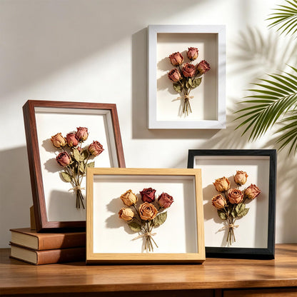 8x10 Shadow Box - 2Pack Wooden Deep Picture Frame with Shatter-Resistant Panel for Wall Decor | 3D Display Case for Military Medals, Flowers, Photos and Crafts | Easy to Open & Ready to Hang Gift Idea