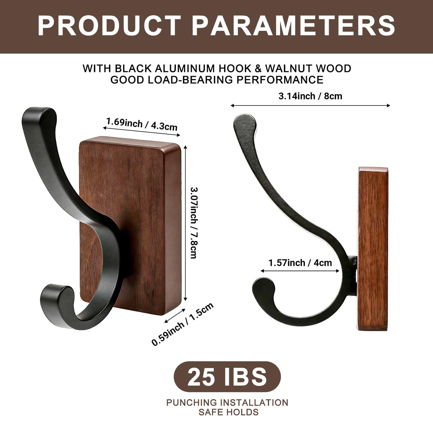 MIWSDCX Wooden Wall Coat Hooks, 4 Pack Coats, Towels, Keys Country-Style Heavy-Duty Towel Hook,Wall-Mounted Hooks, Hooks Suitable for Bedroom, Entrance, Bathroom, Doorway，Hooks Wall Mounted