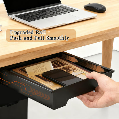Upgraded Super Capacity 11.85 "x 8.9" Under Desk Drawer Hidden Strorage Drawer Self-Adhesive Slide Out with Smooth Gliding Motion - Attachable & Space-Saving Under Desk Organizer with Screw Kit, Black