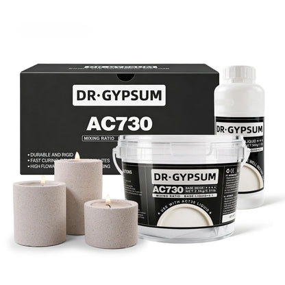 DR·GYPSUM Stone Kit,Eco-Resin Water-Based Casting Material for Concrete DIY Projects, Two-Part Powder Base and Liquid Set, 3kg(5.51Ib Base+1.1Ib Liquid)/Set(Beige)