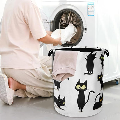 Funny Black Cat Laundry Hamper, Dirty Clothes Laundry Basket