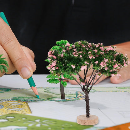 VINTORKY 2 Pack Miniature Landscape Trees Realistic Mini Model Trees Figurines with Base for DIY Crafts Supplies Zen Garden Sand Table