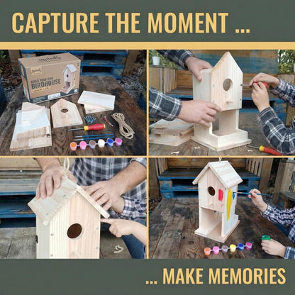 Premium Real Wood Birdhouse Kit for Outdoors, FSC Certified Solid Wood DIY Bird House| Weather Resistant with Stainless Steel Screws (No Glue Needed) | Educational Building Project for Kids & Adults