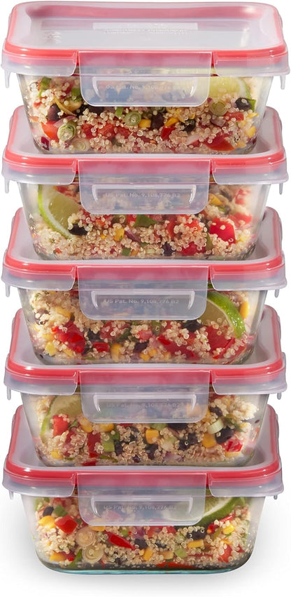 Pyrex Freshlock Glass Food Storage Containers Set, Airtight & Leakproof Plastic