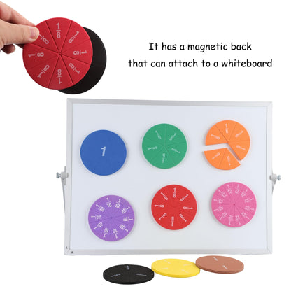 EHR Magnetic Fraction Circles for Kids, Classroom Math Manipulatives for Hands-On Fraction Learning, Fraction Circles Set for Elementary Math & Homeschool