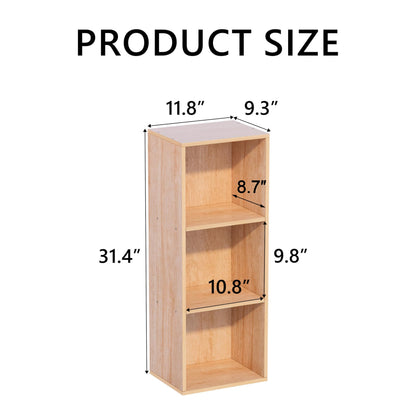 VAFHYLLIS 3 Cube Storage Organizer,Wooden 3-Tier Open Shelf Bookshelf,Versatile Storage Cubes for Living Room，Bedroom,Home Office,(Oak, 3 cube-11.8 inch)