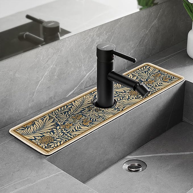 2pcs Fantasy Style Faucet Draining Mat, Faucet Absorbent Mat