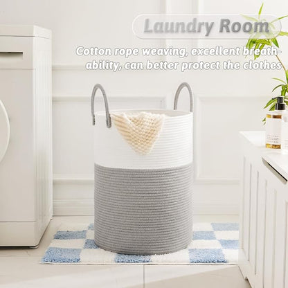 Artfeel Laundry Basket,Woven Cotton Rope Laundry Hamper,60L for Decorative Storage of Dirty Clothes,Toys and Blankets in Bathroom,Baby Room and Living Room