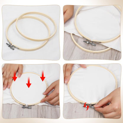 40 Pieces 6 Inch Round Embroidery Hoops Bulk Bamboo Frame Circle Cross Stitch Hoop Ring for Embroidery Art Craft Sewing