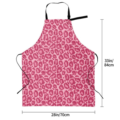Perinsto Pink Leopard Animal Skin Waterproof Apron With 2 Pockets Kitchen Chef Aprons Bibs For Cooking Baking Painting Gardening Grooming