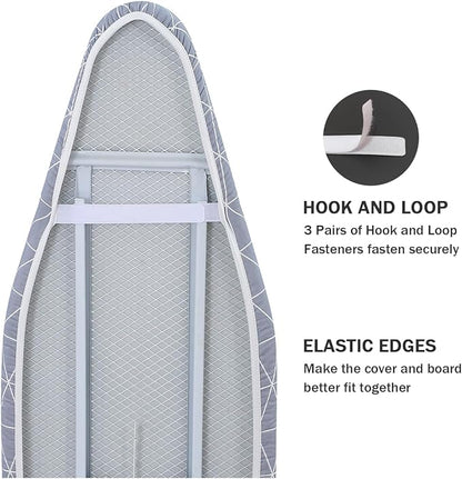 Ironing Board Cover and Pad Standard Size 15 x 54, 3 Pairs of Hook and Loop