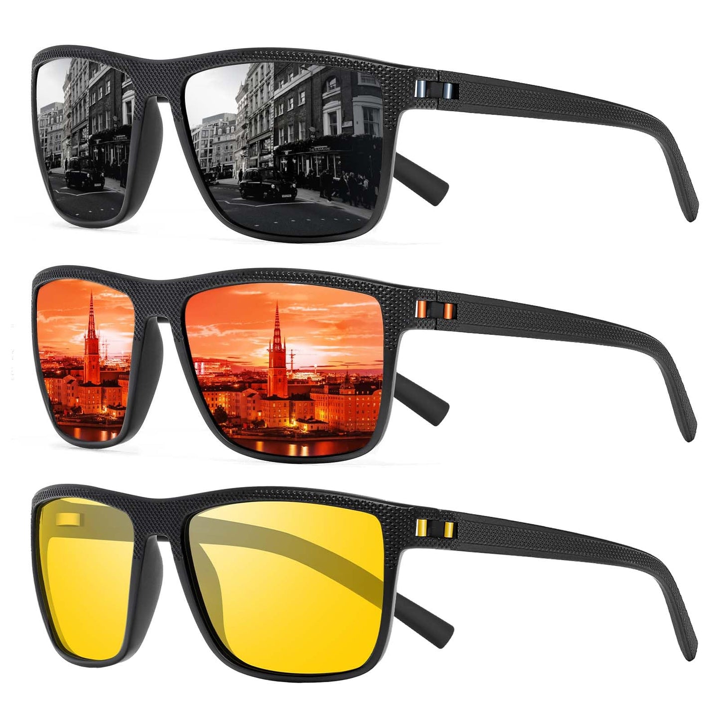 Square Polarized Sunglasses for Men and Women Lightweight Frame Sun Glasses with UV Protection