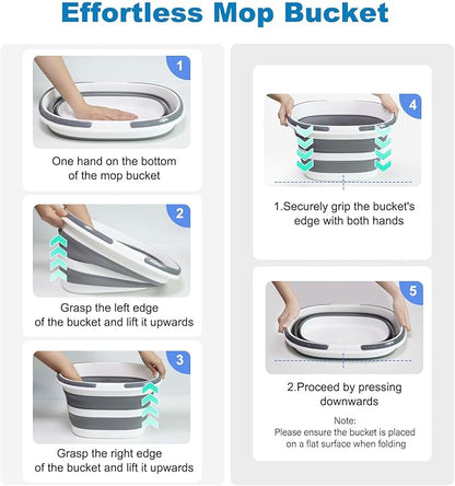Collapsible Bucket 16L with Handles, Cleaning Mop Bucket Space Saving Foldable